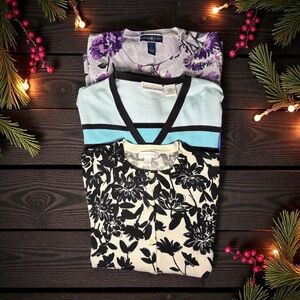 Bundle 3 Knit Lightweight Luxury Pearl Button Cardigan Sweater Top Career Office